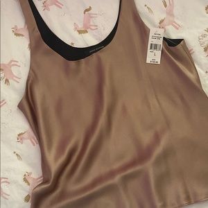 Josie Natori NWT 100% Silk Rose Gold Top